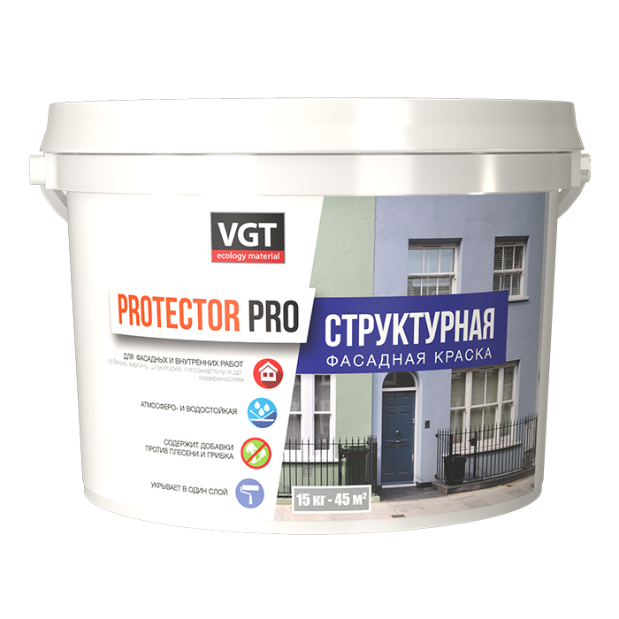 Структурная краска VGT Protector Pro для наружных и внутренних работ